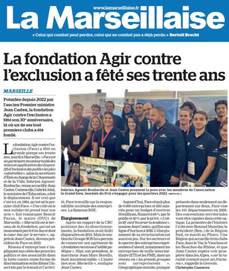 2023 - La Marseillaise - La fondation Agir contre l’exclusion a fêté ses trente ans