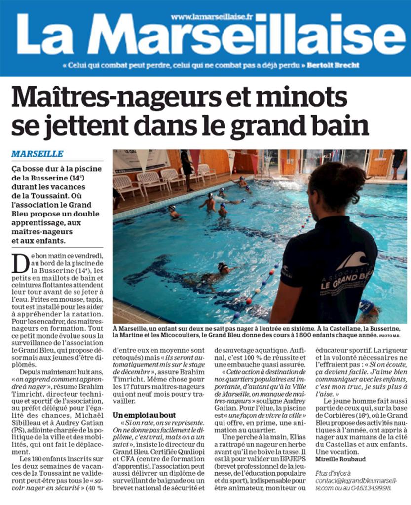 2023 - La Marseillaise - Maîtres-nageurs et minots se jettent dans le grand bain