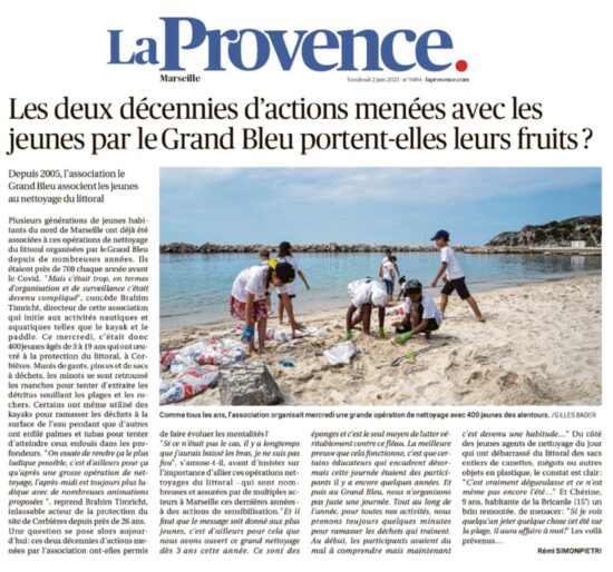 2023 - La Provence - Les deux décennies d’actions menées avec les jeunes par le Grand Bleu portent-elles leurs fruits